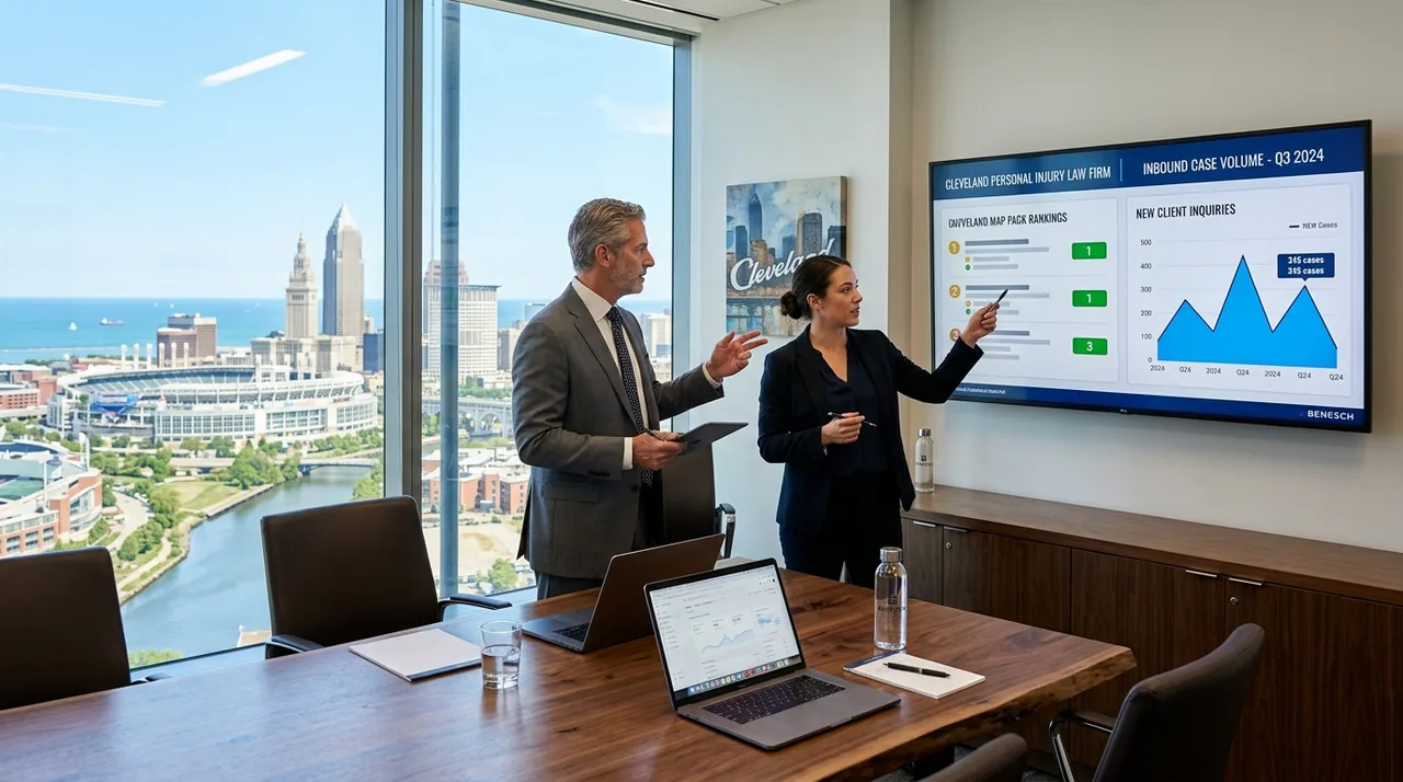 Local business professionals reviewing customer information together